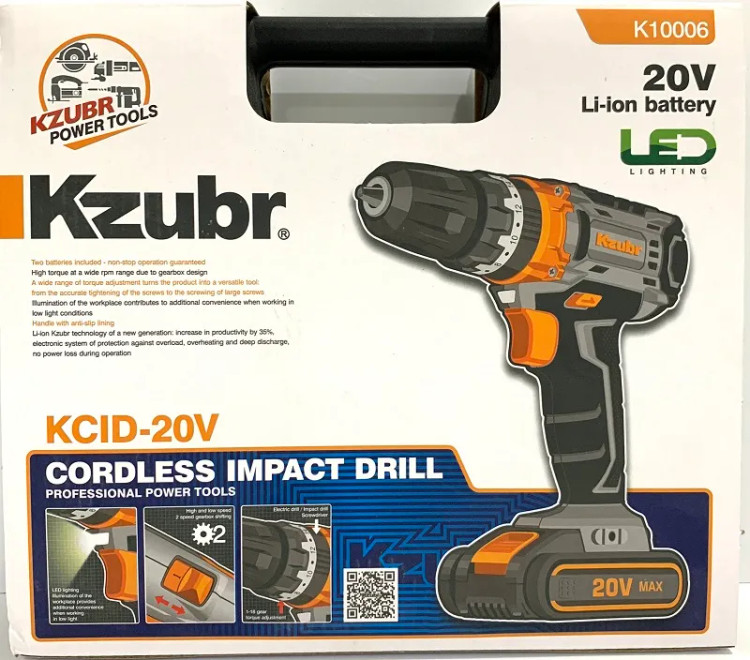 Drill Cordless ضربه ای 20 ولت Brand Kzubr Model K10006 - Detail View