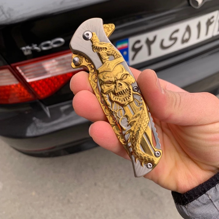 Knife Folding برونینگ طلایی - Side View