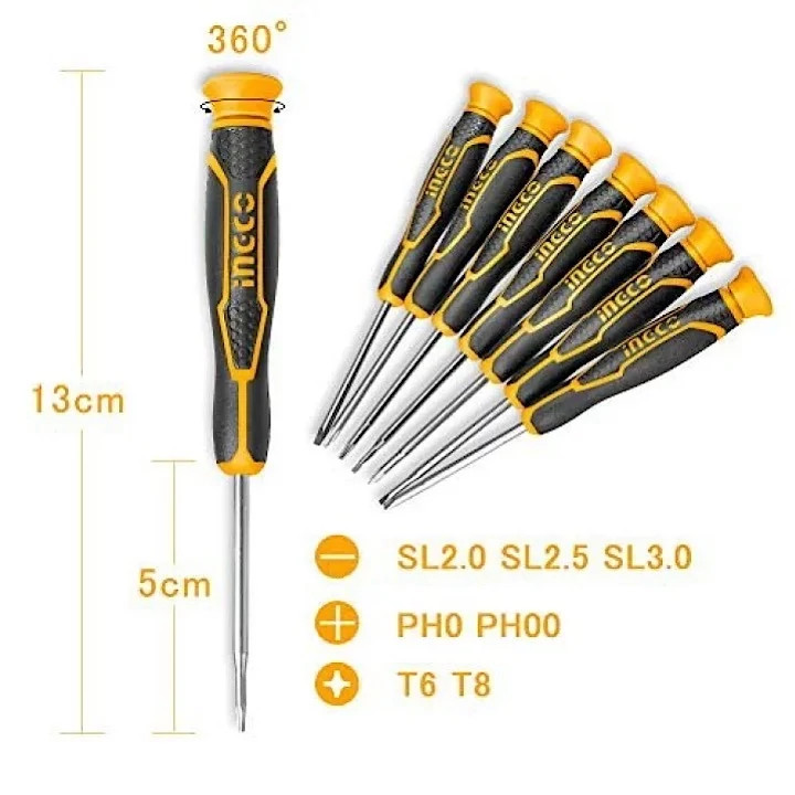 Screwdriver Precision اینکو Model Hksd-0718 Pack 7 Pieceی - Top View